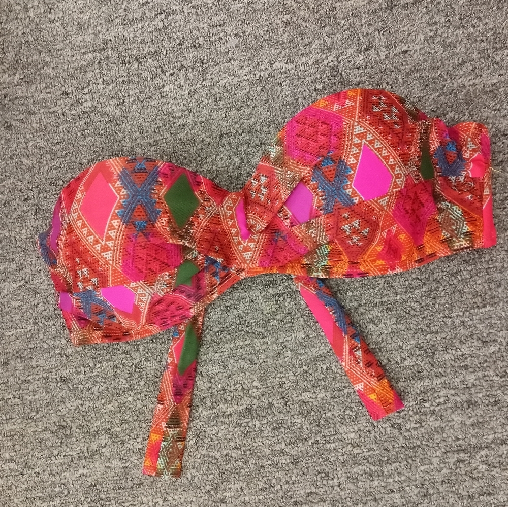 Primark multicolor strapless bikini swim top size 6